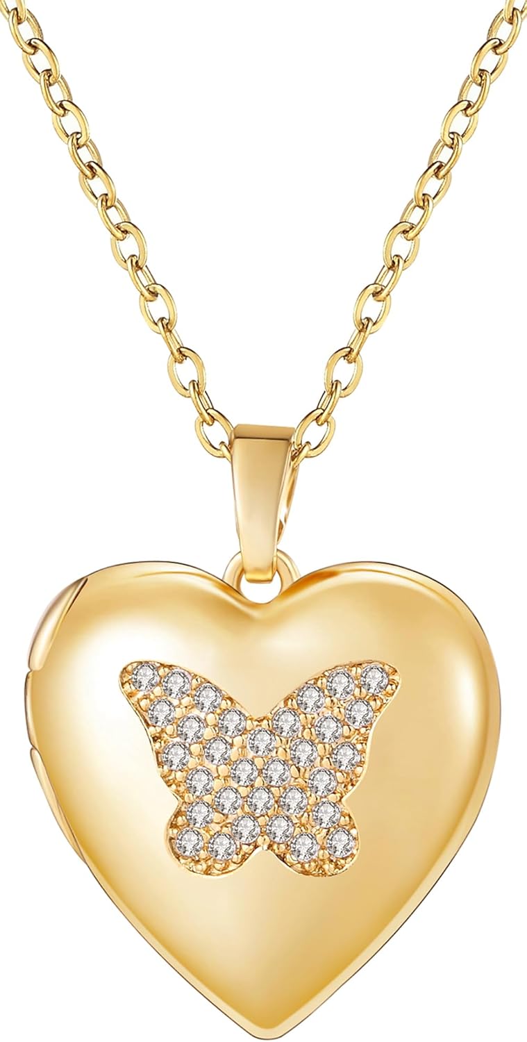 YOUFENG Love Heart Locket Necklace that Holds Pictures Photo Locket Birthday Gifts - Image 1